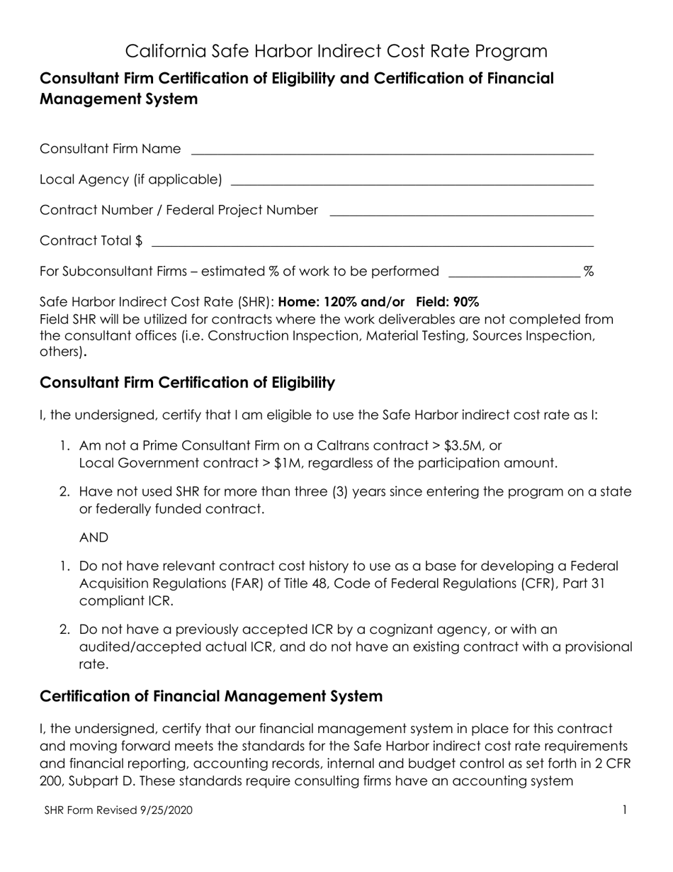 California California Safe Harbor Rate Form Fill Out, Sign Online and