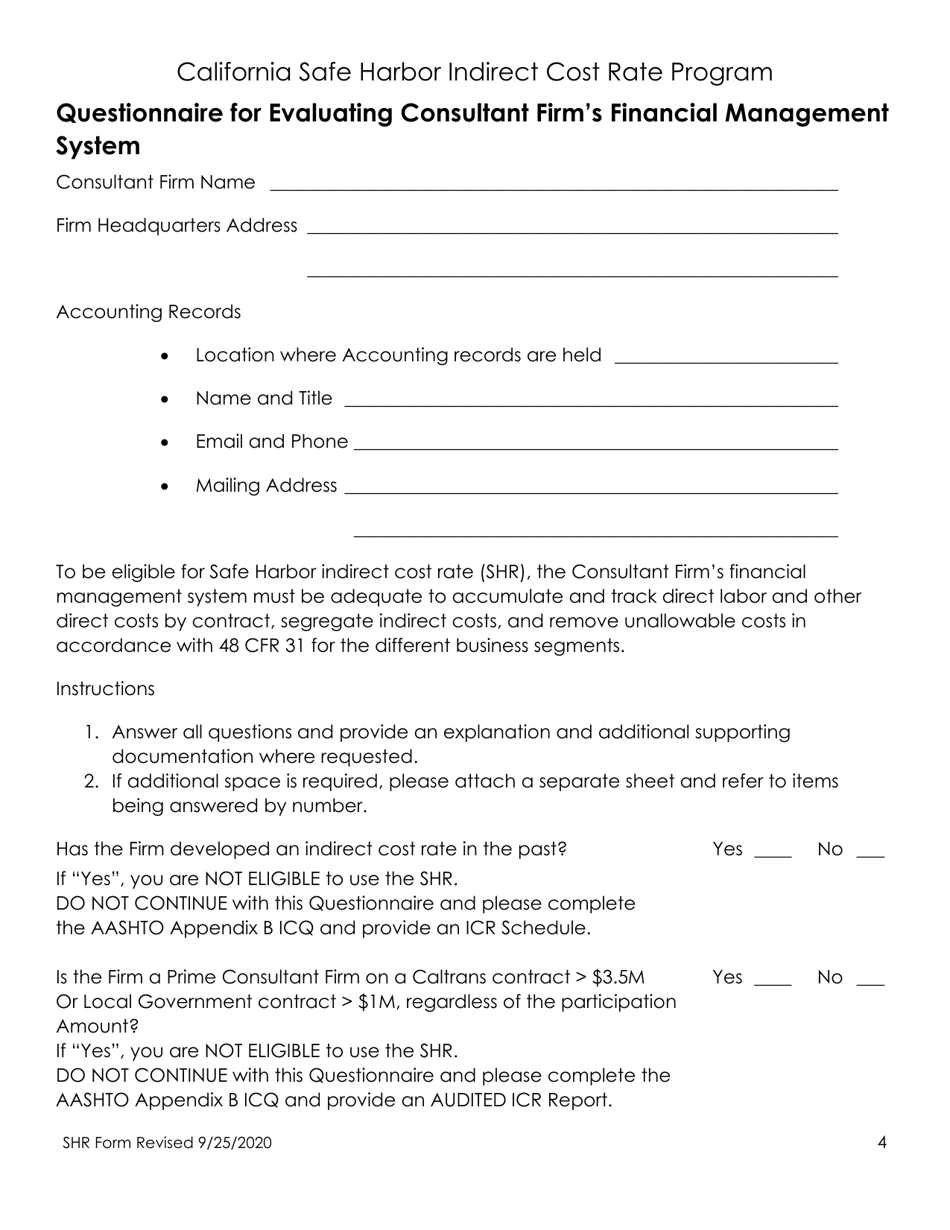 California Safe Harbor Rate Form - California, Page 4