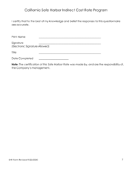 California Safe Harbor Rate Form - California, Page 7