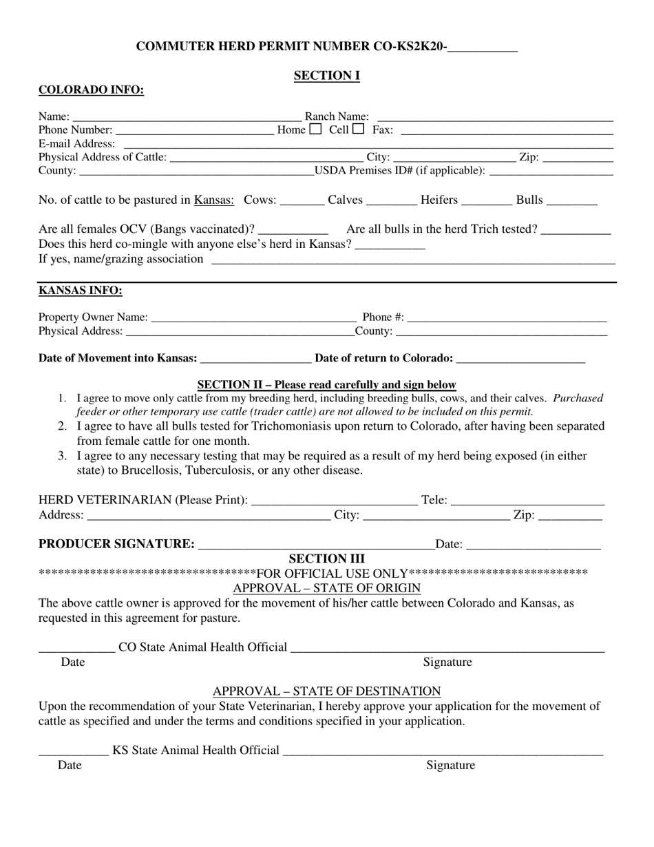 Colorado / Kansas Commuter Cattle Agreement - Colorado, Page 2