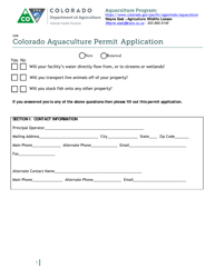 &quot;Colorado Aquaculture Permit Application&quot; - Colorado