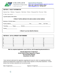 Colorado Aquaculture Permit Application - Colorado, Page 2