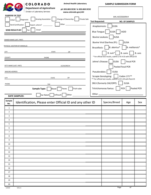 Sample Submission Form - Colorado