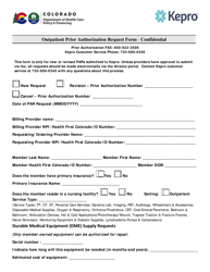 &quot;Outpatient Prior Authorization Request Form&quot; - Colorado