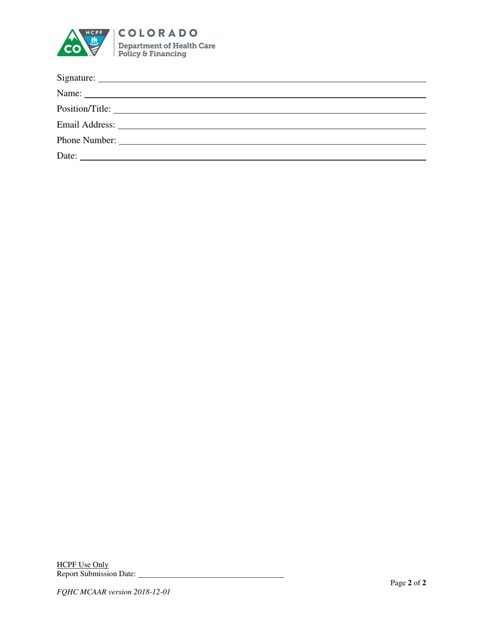 Managed Care Accuracy Audit Report Fqhc Attestation Statement - Federally Qualified Health Center - Colorado, Page 2