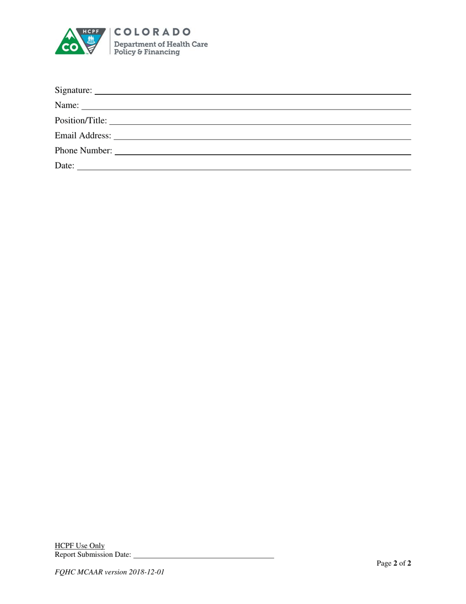 Managed Care Accuracy Audit Report Mce Attestation Statement - Federally Qualified Health Center - Colorado, Page 2