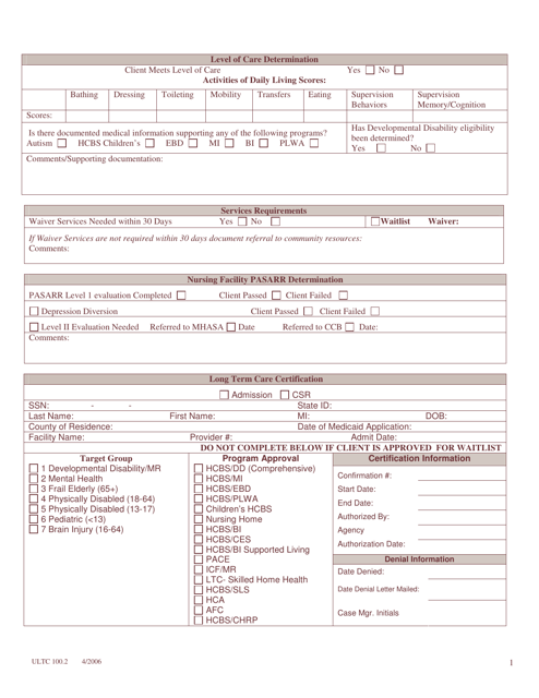 Form ULTC100.2  Printable Pdf