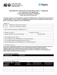 &quot;Eq Health Prior Authorization Change Request Form&quot; - Colorado