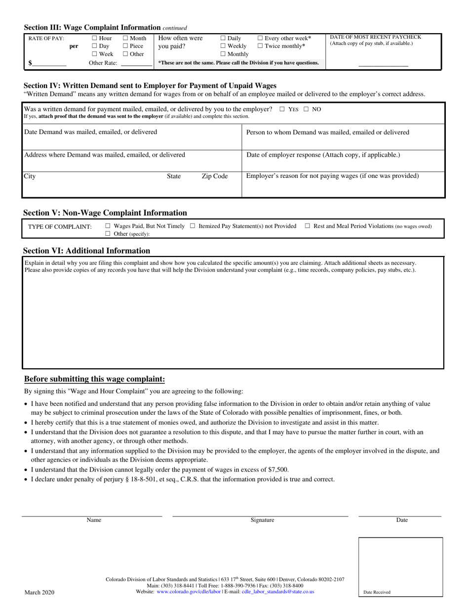 Wage and Hour Complaint - Colorado, Page 4