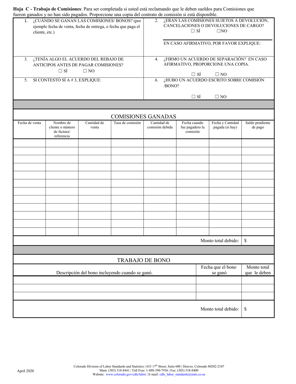 Queja De Sueldos Y Horas - Colorado (Spanish), Page 6