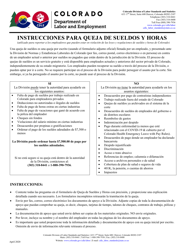 Document preview: Queja De Sueldos Y Horas - Colorado (Spanish)