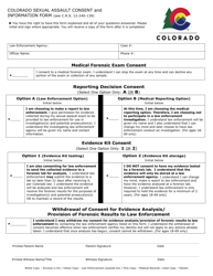 Document preview: Colorado Sexual Assault Consent and Information Form - Colorado
