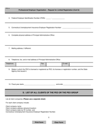 Form PEO-4 Request for Limited Registration - Professional Employer Organization - Connecticut, Page 2