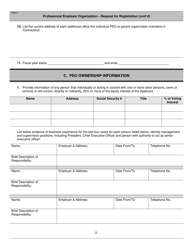 Form PEO-1 Request for Registration - Professional Employer Organization - Connecticut, Page 2