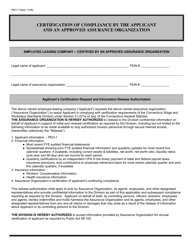 Form PEO-7 Certification of Compliance by the Applicant and an Approved Assurance Organization - Connecticut