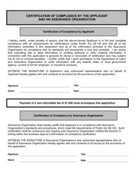 Form PEO-7 Certification of Compliance by the Applicant and an Approved Assurance Organization - Connecticut, Page 2