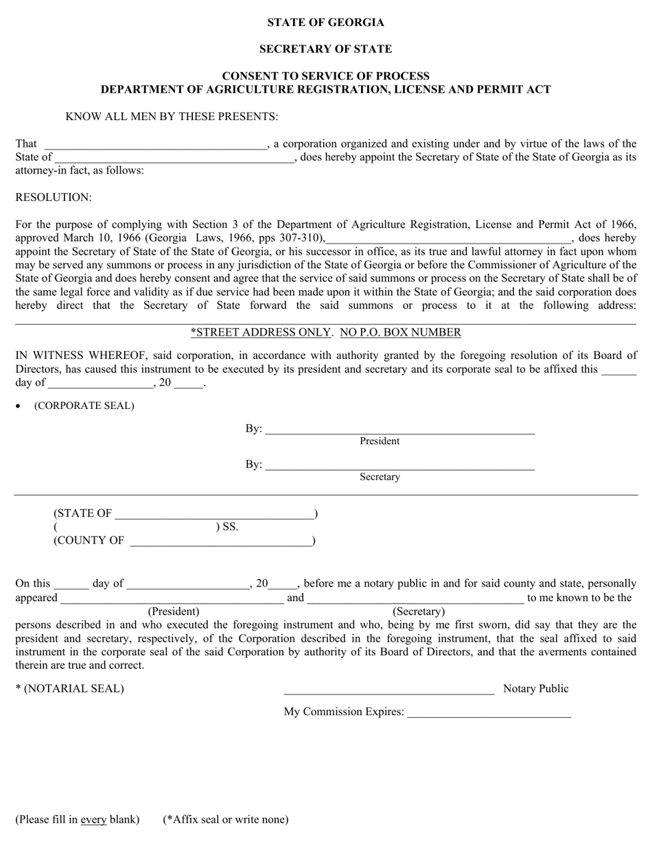 Georgia (United States) Consent to Service of Process - Corporation ...