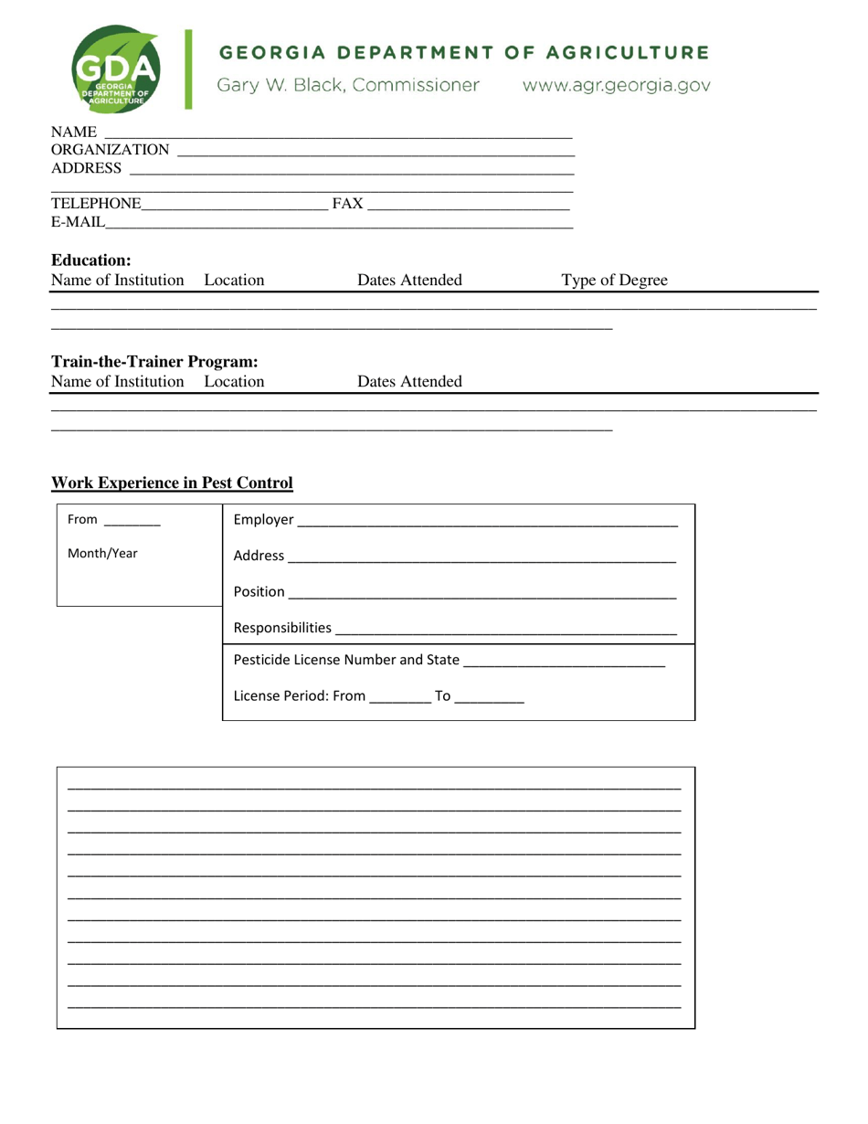 Application for Structural Pest Control Commission Approved Instructor - Georgia (United States), Page 2