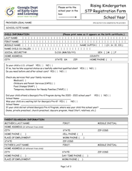 Document preview: Rising Kindergarten Stp Registration Form - Georgia (United States)