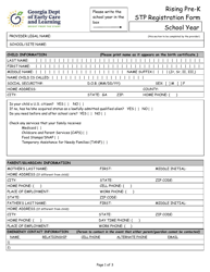 Document preview: Rising Pre-k Stp Registration Form - Georgia (United States)