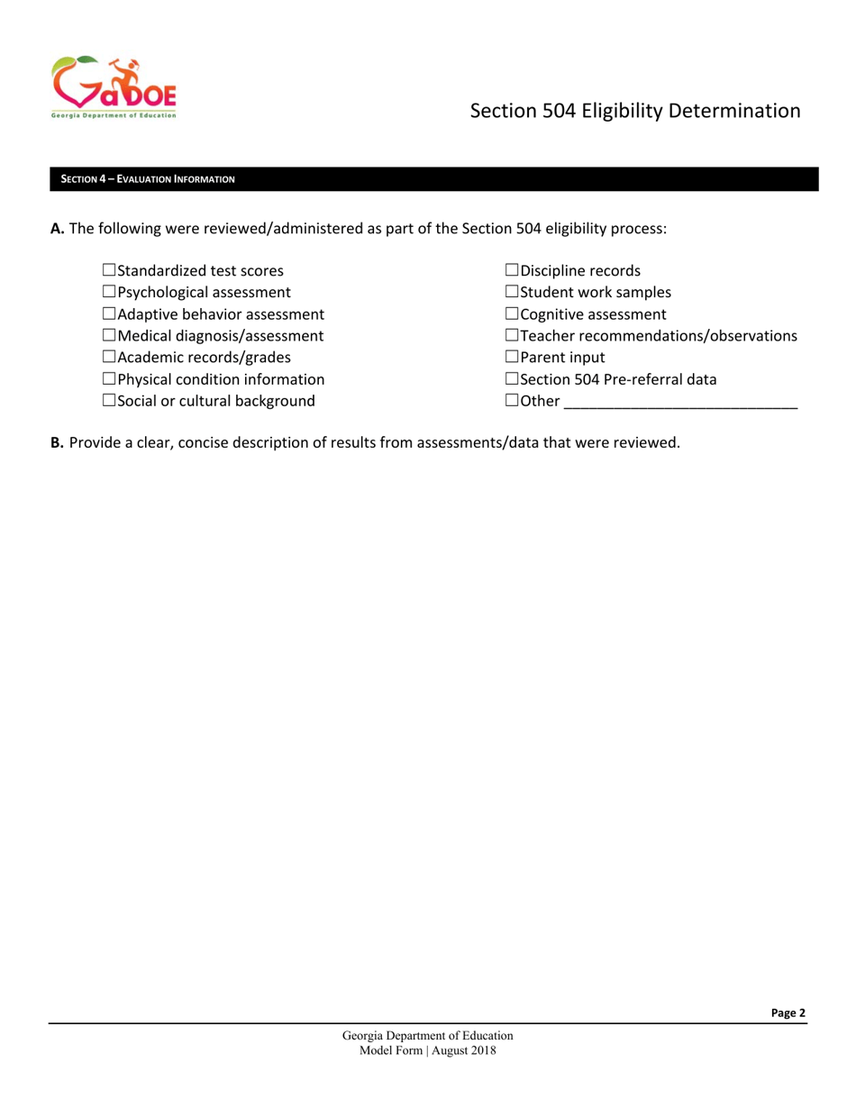 Section 504 Eligibility Determination - Georgia (United States), Page 2