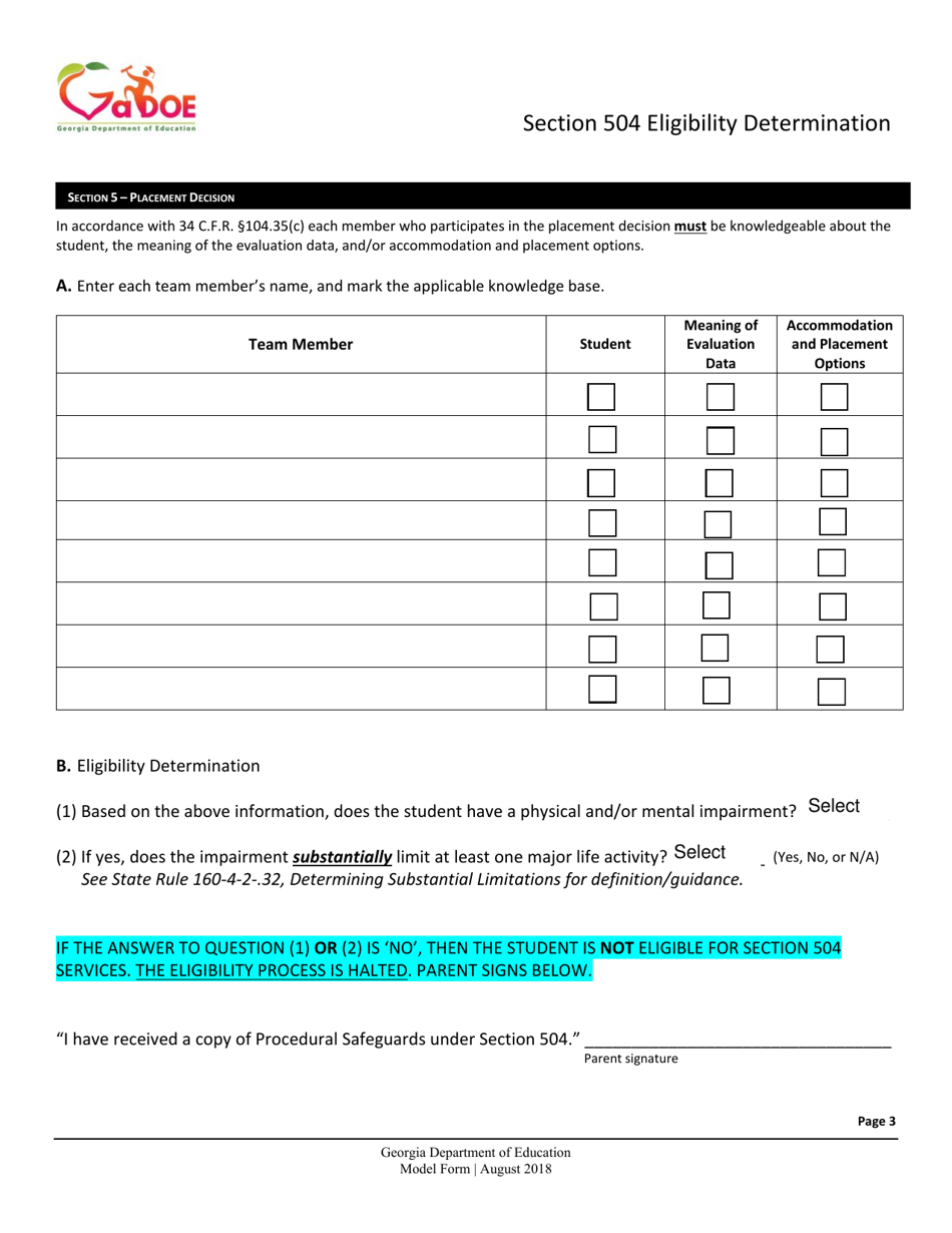 Section 504 Eligibility Determination - Georgia (United States), Page 3