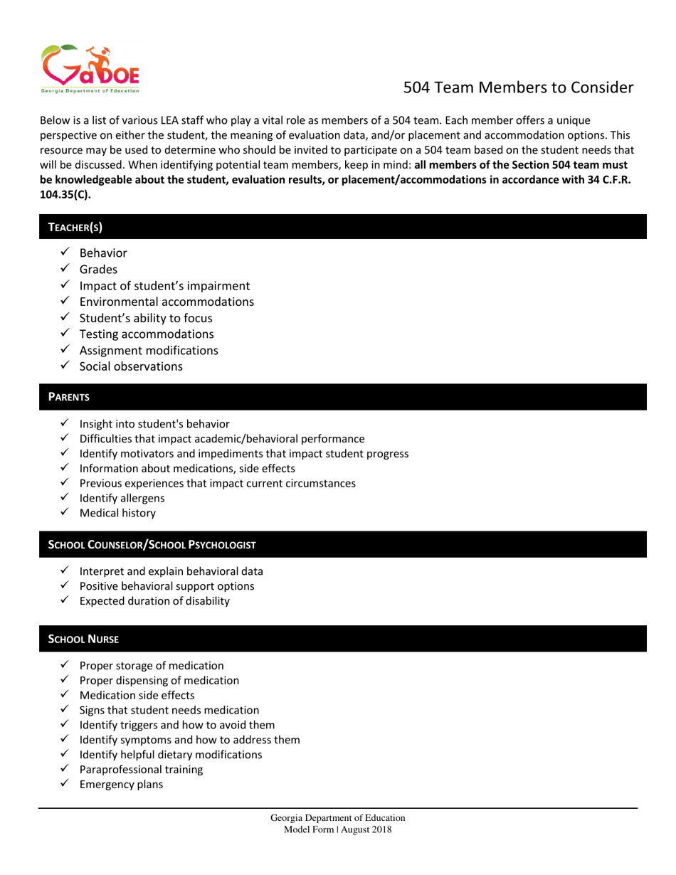 504 Team Members to Consider - Georgia (United States), Page 1
