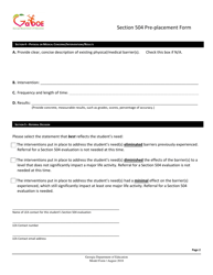 Section 504 Pre-placement Form - Georgia (United States), Page 2
