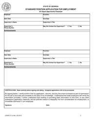 Form DOAS27-2 &quot;Standard Position Application for Employment&quot; - Georgia (United States), Page 3