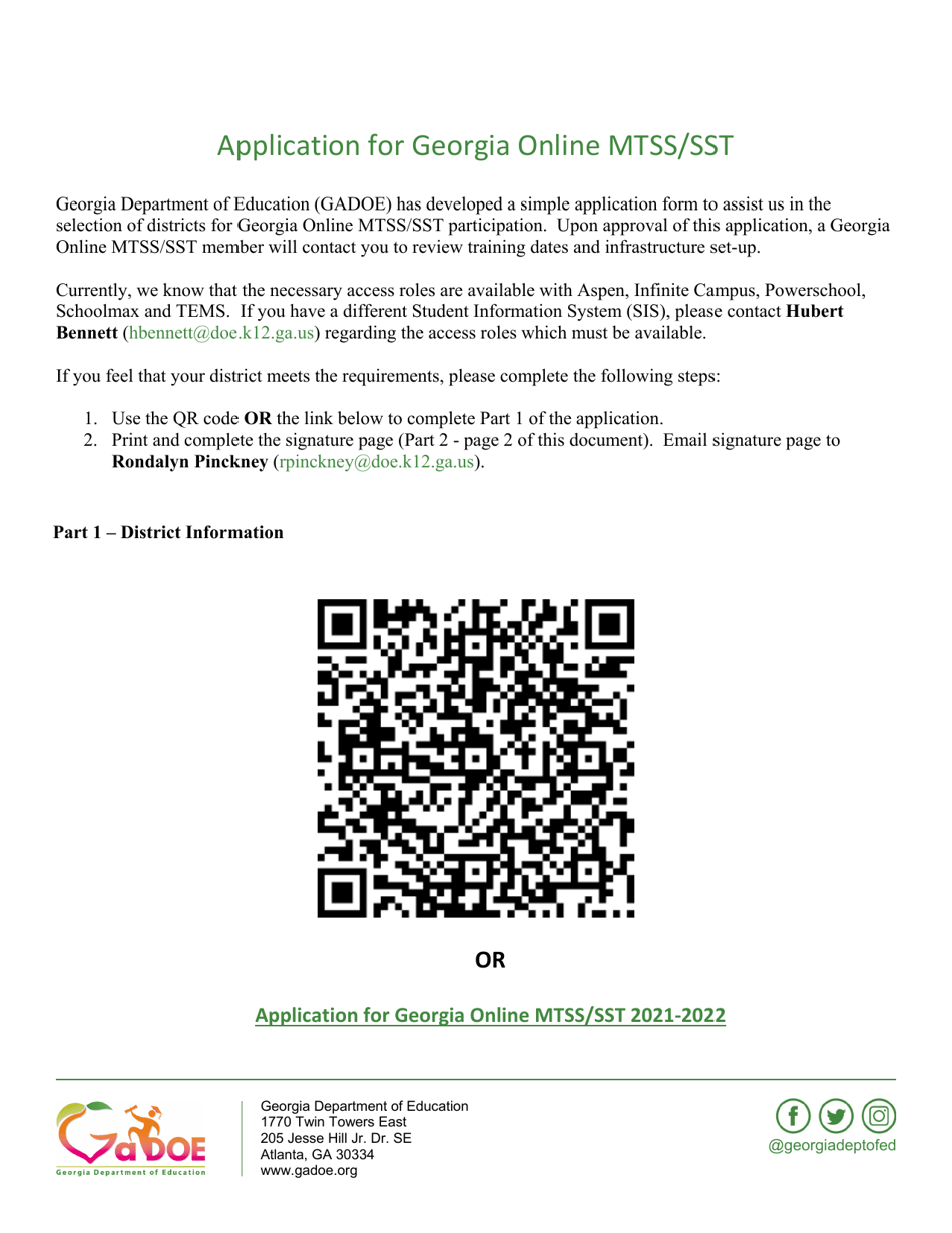 2022 (United States) Application for Online Mtss/Sst