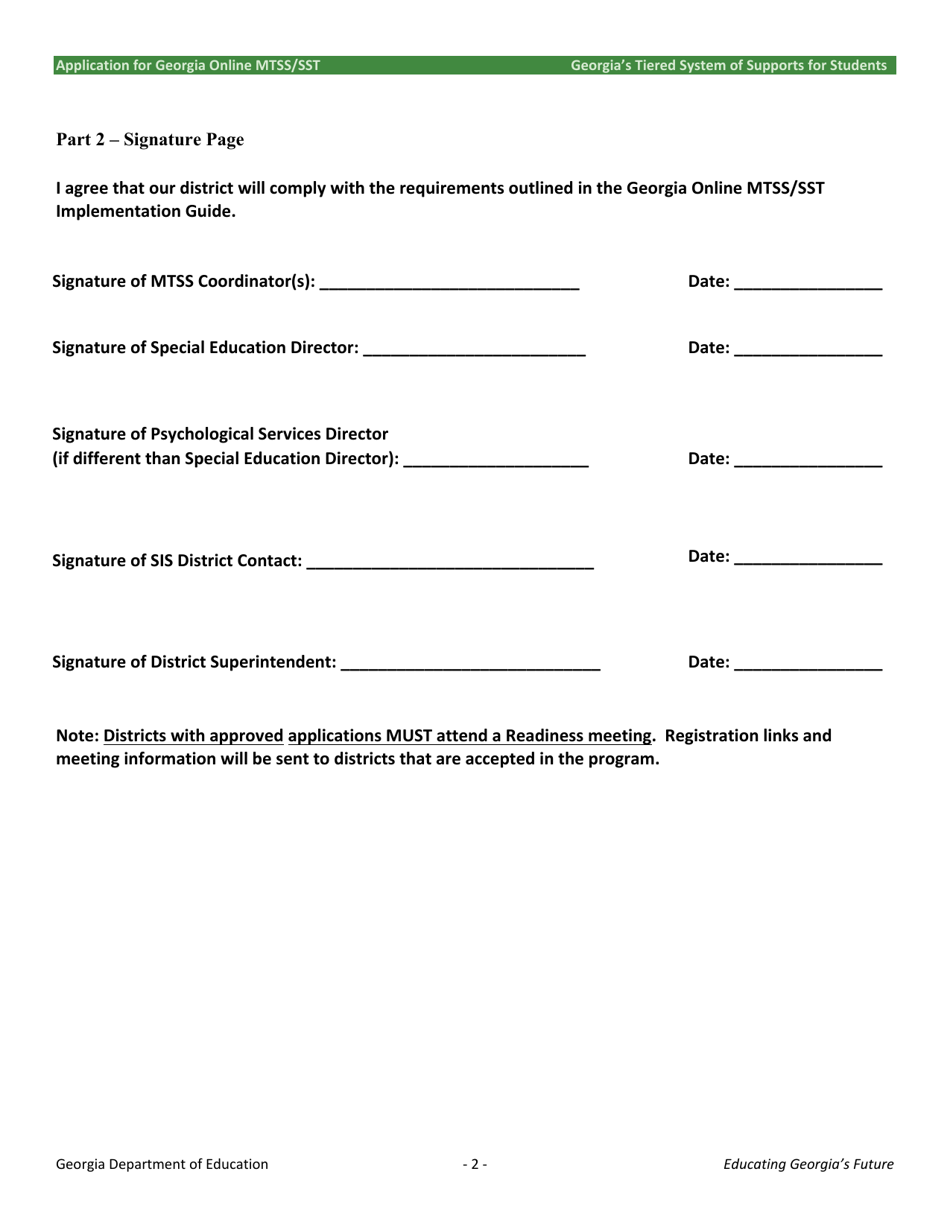Application for Georgia Online Mtss / Sst - Georgia (United States), Page 2