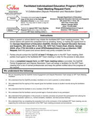 Document preview: Team Meeting Request Form - Facilitated Individualized Education Program (Fiep) - Georgia (United States)