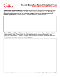 Special Education Formal Complaint Form - Georgia (United States), Page 2