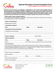 Document preview: Special Education Formal Complaint Form - Georgia (United States)