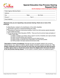 Special Education Due Process Hearing Request Form - Georgia (United States), Page 2