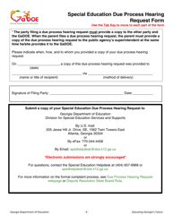Special Education Due Process Hearing Request Form - Georgia (United States), Page 4