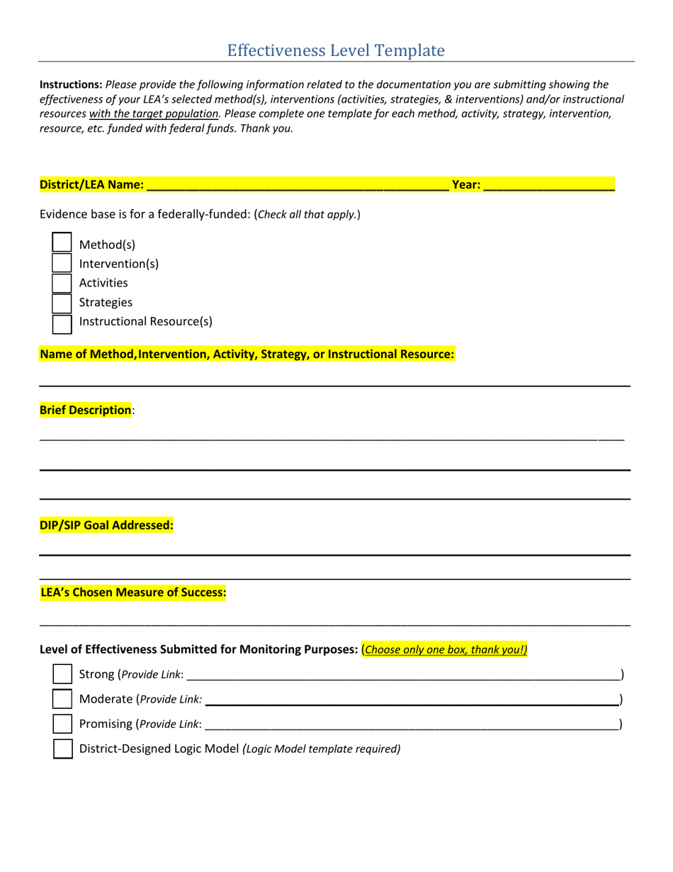 Effectiveness Level Template - Georgia (United States), Page 1