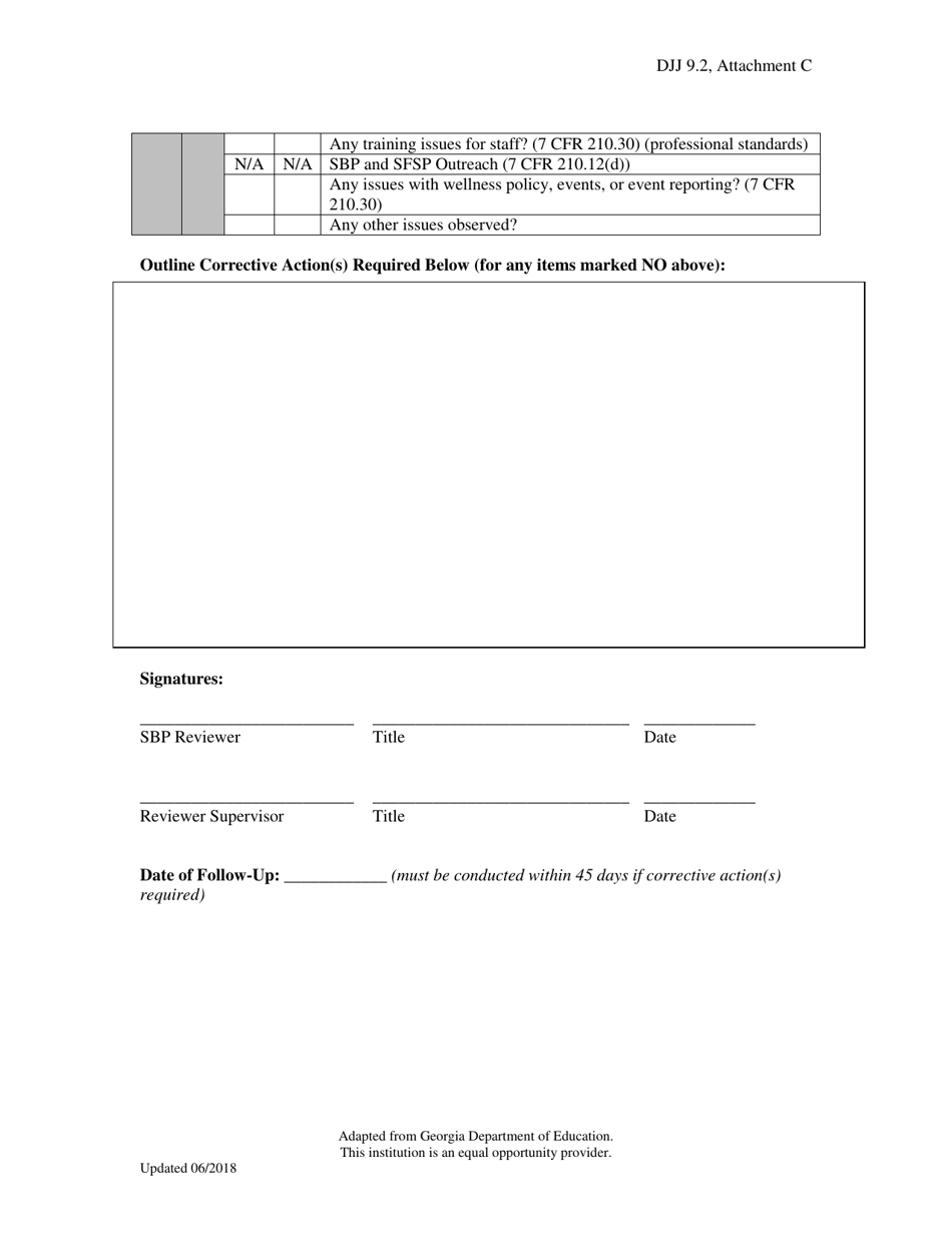 Attachment C School Breakfast Program Site Assessment Tool - Georgia (United States), Page 3