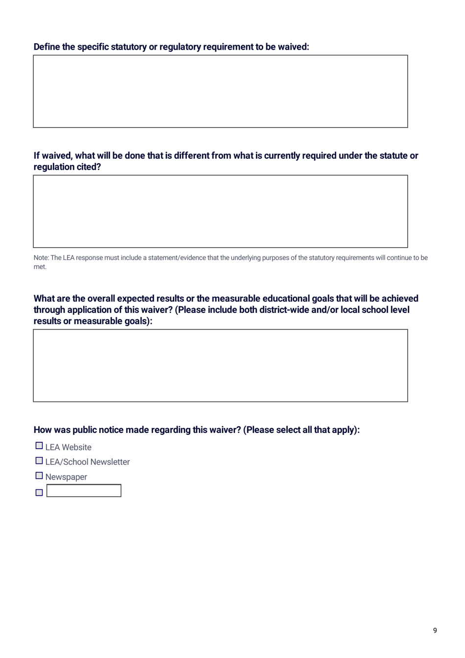 Ed-Flex Waiver Application - Georgia (United States), Page 9