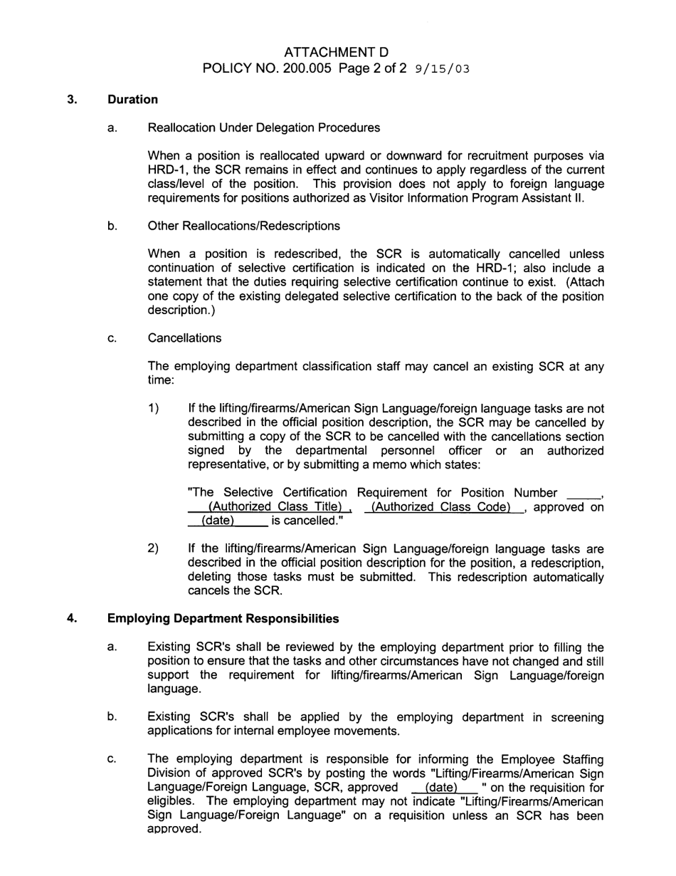 Form HRD270 Attachment D Selective Certification Requirement - Lifting, Firearms, American Sign Language, Foreign Language (Delegated) - Hawaii, Page 2