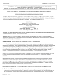 Form DHS6000 Discrimination Complaint Form - Hawaii, Page 2
