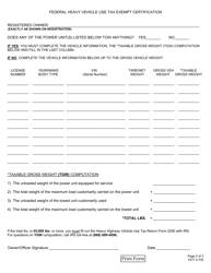 Form DOT4-705 Federal Heavy Vehicle Use Tax Exempt Certification - Hawaii, Page 2