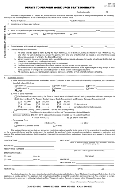 Form DOT4-222  Printable Pdf