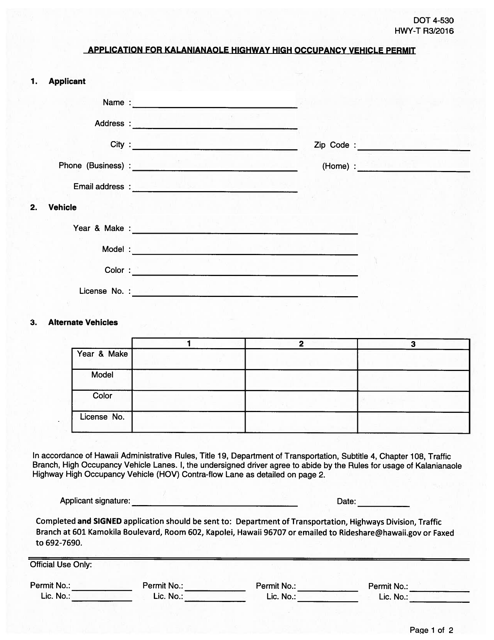 Form DOT4-530  Printable Pdf