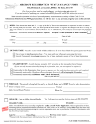 Document preview: Aircraft Registration "status Change" Form - Idaho