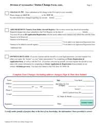 Aircraft Registration &quot;status Change&quot; Form - Idaho, Page 2