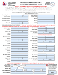 Document preview: Idaho Dealer Registration & Nventory/Application Form - Idaho