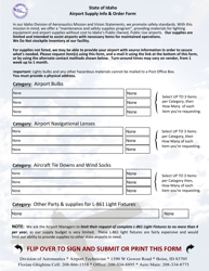 Airport Supply Info &amp; Order Form - Idaho