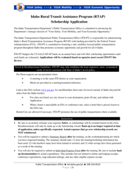 Document preview: Scholarship Application - Idaho Rural Transit Assistance Program (Rtap) - Idaho