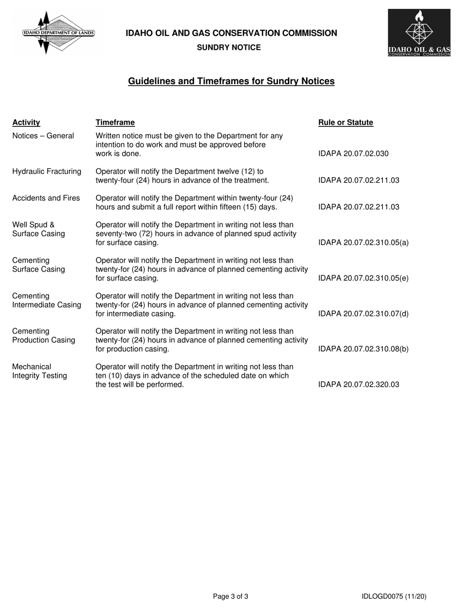 Form IDLOGD0075 Sundry Notice - Idaho, Page 3